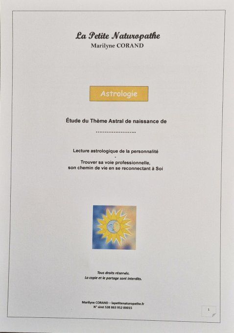 Lecture de votre thème astral de naissance - Trouver sa voie professionnelle ou son chemin de vie