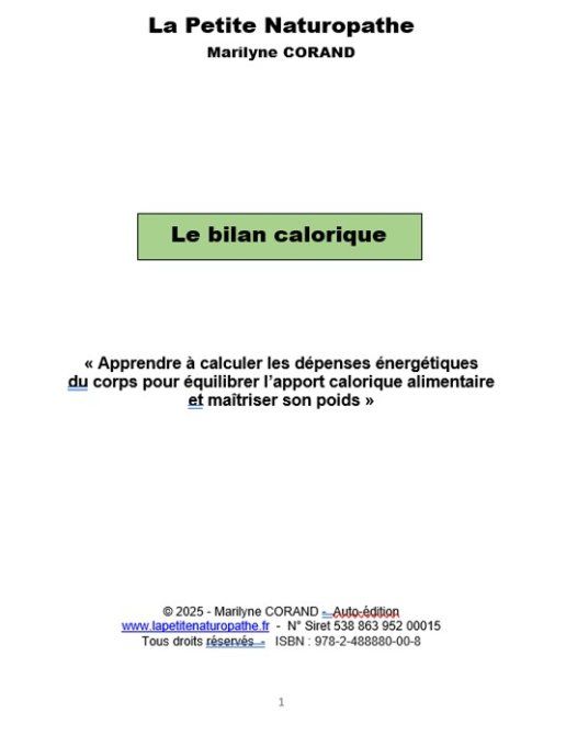 Livre :  Le Bilan Calorique